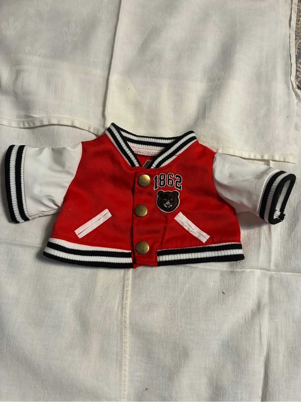 FAO Schwarz Bear Size Doll Varsity Letterman Jacket 1862 Vintage